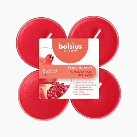 Bolsius True Scents maxilicht 8 stuks Pomegranate