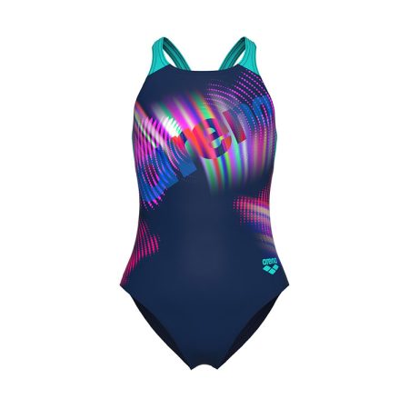 Arena Badpak Meisjes Lit Logo V Back Navy & Multi