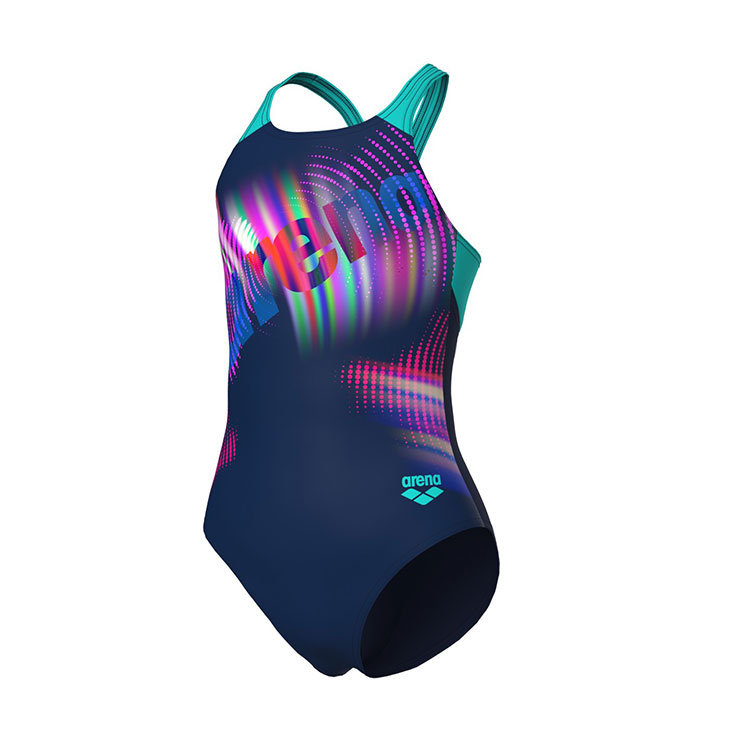 Arena Badpak Meisjes Lit Logo V Back Navy & Multi - Afbeelding 2