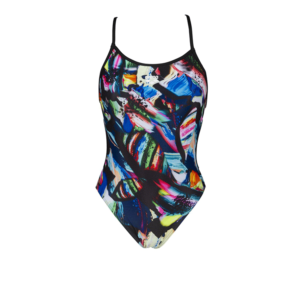 Arena Badpak Dames Colourful Paintings Lace Back Zwart & Multi AF004039-500